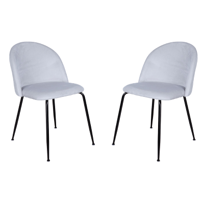 Esszimmerstuhl aus perlgrauem Samt mit schwarzen Metallbeinen – PARIS 2 Stühle