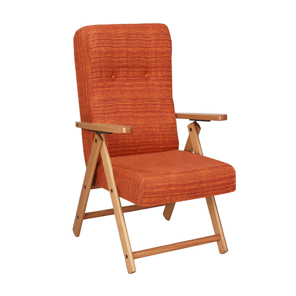 Fauteuil inclinable en hêtre naturel en tissu Orange-Molisana