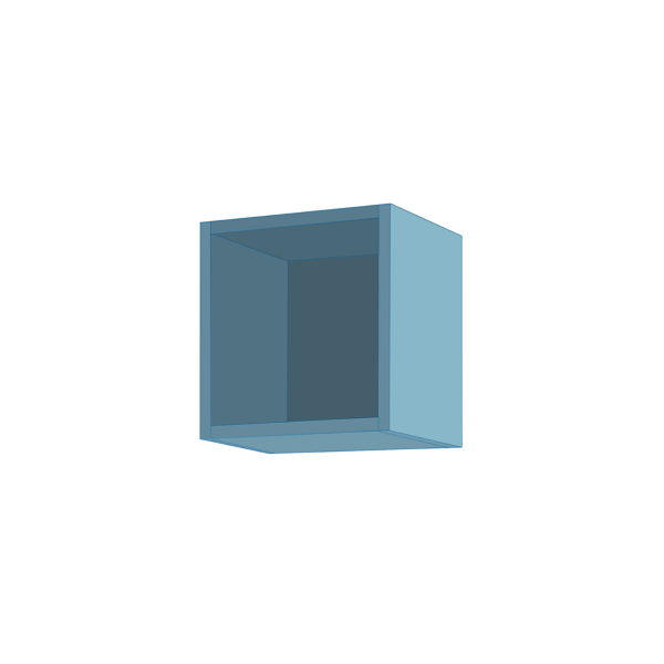 Suspended cube wall unit with open compartment Matt Blue 30x30 cm