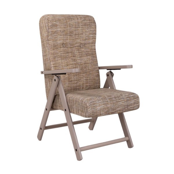 Fauteuil inclinable en bois de hêtre et tissu jaune Strit-Molisana