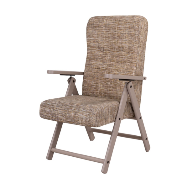 Fauteuil inclinable en bois de hêtre et tissu jaune Strit-Molisana
