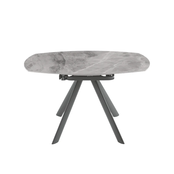 Table RONDE en pierre effet marbre gris avec plateau pivotant D135 cm