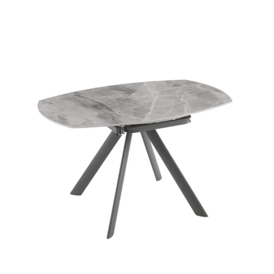 Table RONDE en pierre effet marbre gris avec plateau pivotant D135 cm