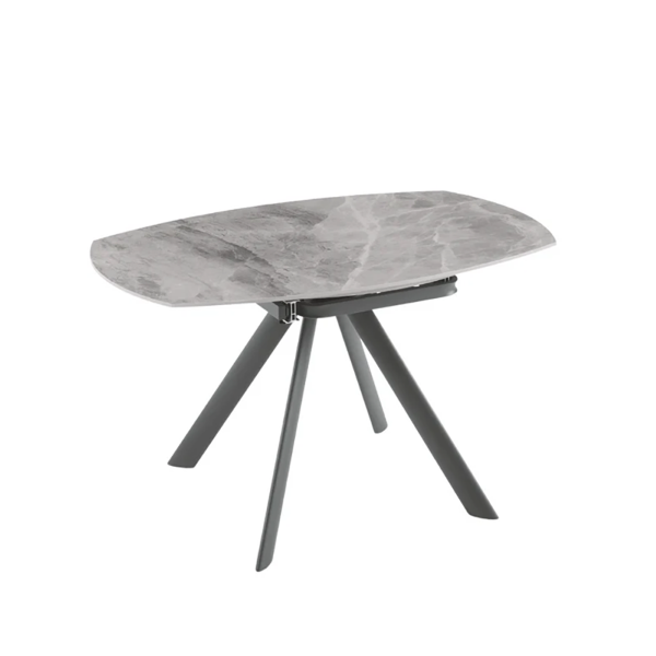 Table RONDE en pierre effet marbre gris avec plateau pivotant D135 cm