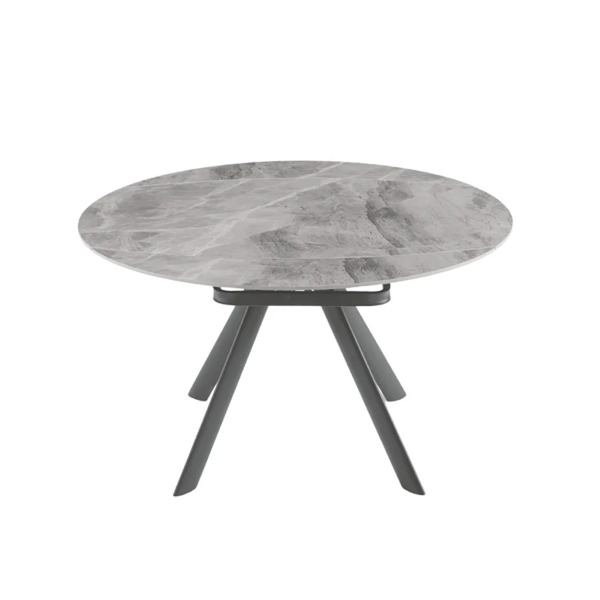 Table RONDE en pierre effet marbre gris avec plateau pivotant D135 cm