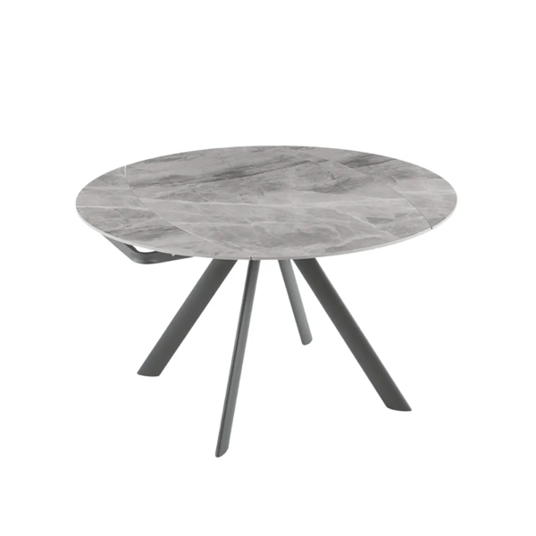 Table RONDE en pierre effet marbre gris avec plateau pivotant D135 cm