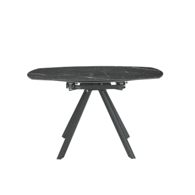 RUNDER Steintisch mit schwarzem Marmoreffekt und drehbarer Platte, D135 cm