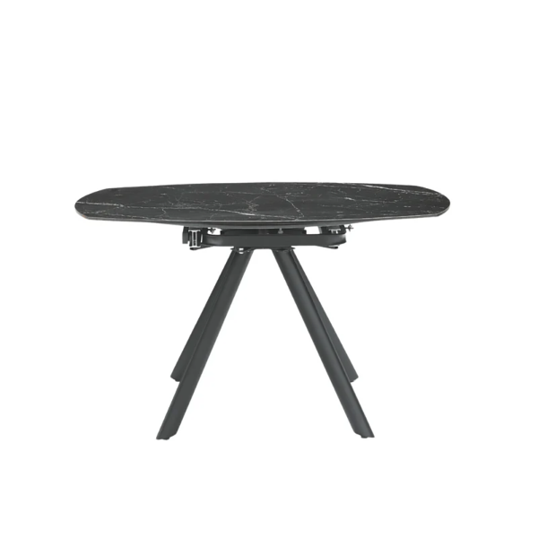 RUNDER Steintisch mit schwarzem Marmoreffekt und drehbarer Platte, D135 cm