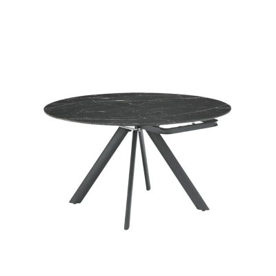 RUNDER Steintisch mit schwarzem Marmoreffekt und drehbarer Platte, D135 cm