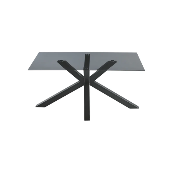 DANTE Esstisch mit Rauchglasplatte und Metallgestell 160x90 cm