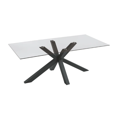 Esstisch mit Glasplatte und Metallgestell 180x90 cm DANTE