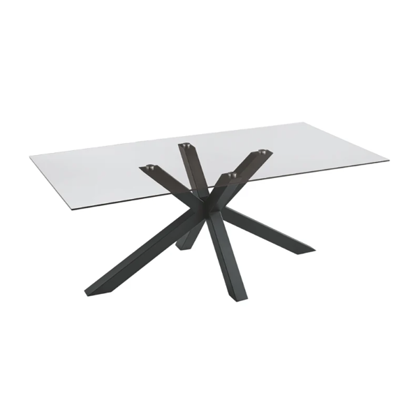 Esstisch mit Glasplatte und Metallgestell 180x90 cm DANTE