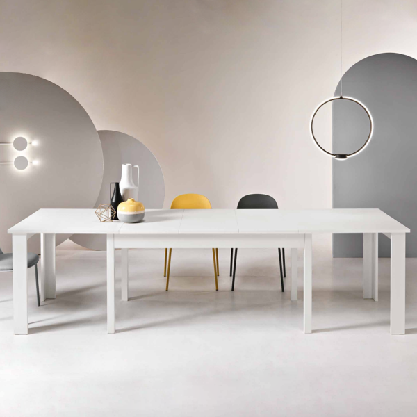 Table FABIO en bois extensible 320 cm 12 places Blanc frêne 