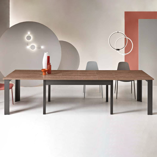 Table en bois extensible FABIO Tek 12 places jusqu'à 320 cm