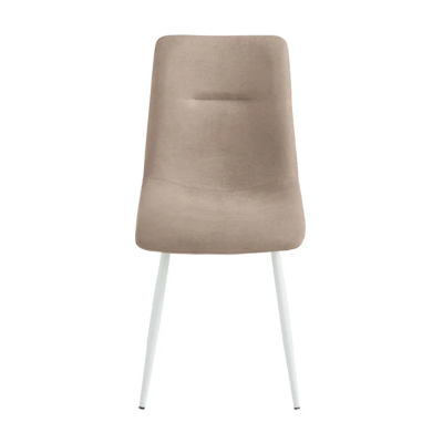 Chaise de salle à manger en tissu gris tourterelle pieds métal blanc - MANDY 2 chaises