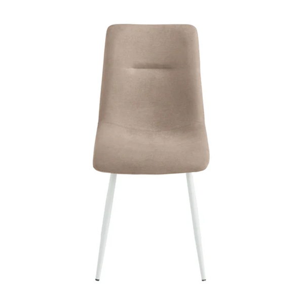 Chaise de salle à manger en tissu gris tourterelle pieds métal blanc - MANDY 2 chaises