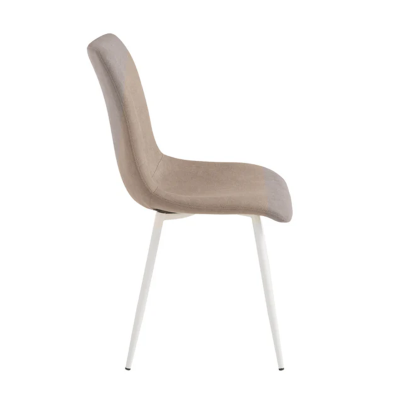 Chaise de salle à manger en tissu gris tourterelle pieds métal blanc - MANDY 2 chaises