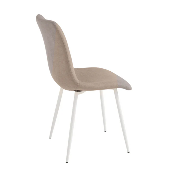 Chaise de salle à manger en tissu gris tourterelle pieds métal blanc - MANDY 2 chaises