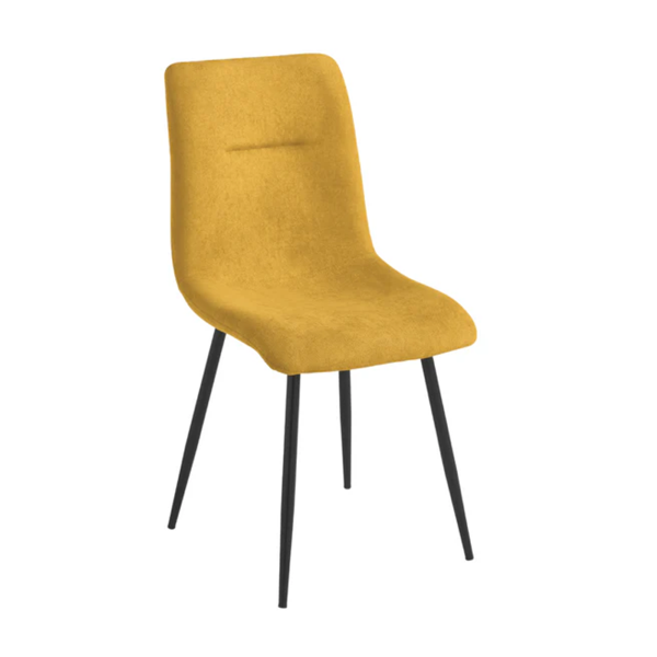 Chaise de salle à manger en tissu jaune pieds métal noir - MANDY 2 chaises