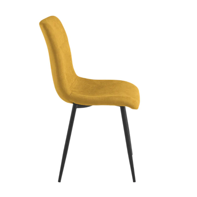Chaise de salle à manger en tissu jaune pieds métal noir - MANDY 2 chaises