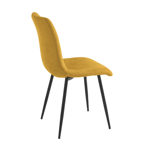 Chaise de salle à manger en tissu jaune pieds métal noir - MANDY 2 chaises