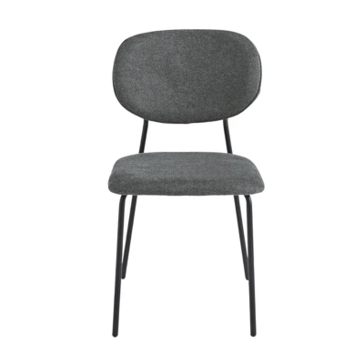 Chaise de salle à manger en tissu Gris Foncé et pieds en métal Noir - ELLIS 2 chaises