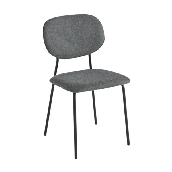 Chaise de salle à manger en tissu Gris Foncé et pieds en métal Noir - ELLIS 2 chaises