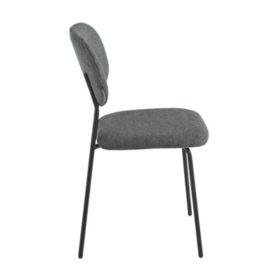 Chaise de salle à manger en tissu Gris Foncé et pieds en métal Noir - ELLIS 2 chaises