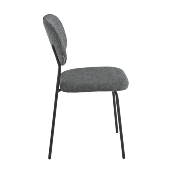 Chaise de salle à manger en tissu Gris Foncé et pieds en métal Noir - ELLIS 2 chaises