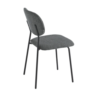Chaise de salle à manger en tissu Gris Foncé et pieds en métal Noir - ELLIS 2 chaises