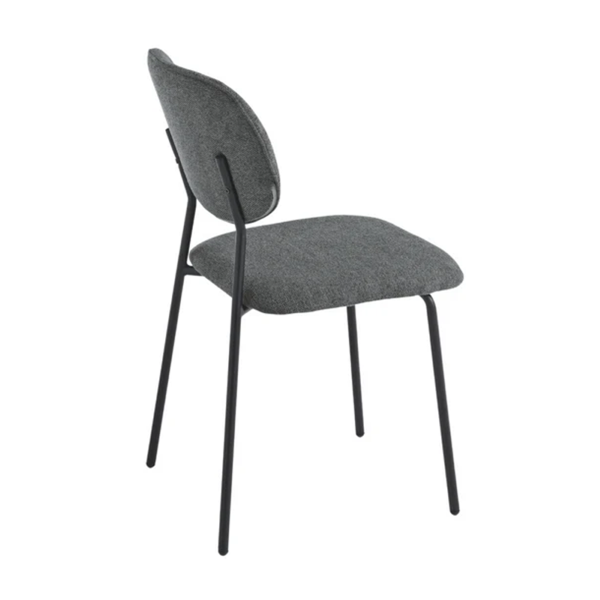 Chaise de salle à manger en tissu Gris Foncé et pieds en métal Noir - ELLIS 2 chaises