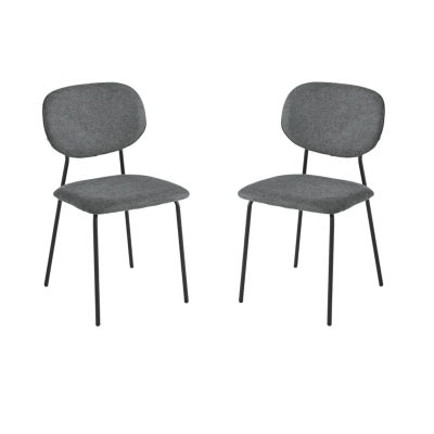 Chaise de salle à manger en tissu Gris Foncé et pieds en métal Noir - ELLIS 2 chaises