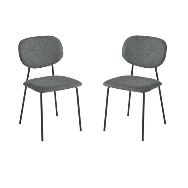 Chaise de salle à manger en tissu Gris Foncé et pieds en métal Noir - ELLIS 2 chaises