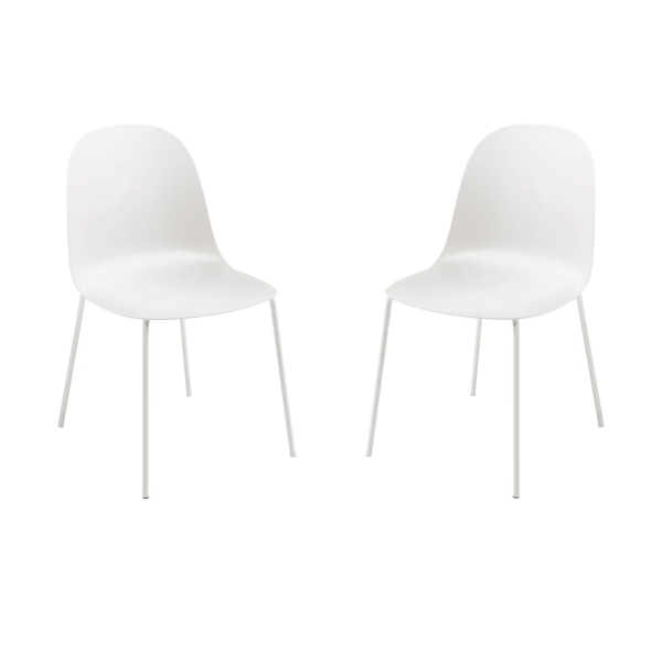 Sedia in polipropilene Bianco con gambe in metallo - FOX 2 sedie