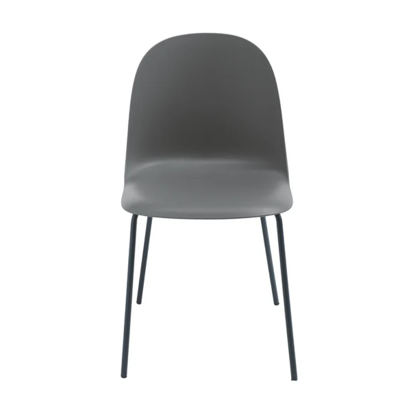 Dunkelgrauer Stuhl aus Polypropylen mit Metallbeinen – FOX 2 Stühle