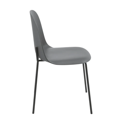 Dunkelgrauer Stuhl aus Polypropylen mit Metallbeinen – FOX 2 Stühle