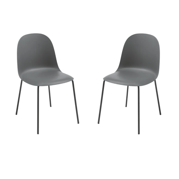 Dunkelgrauer Stuhl aus Polypropylen mit Metallbeinen – FOX 2 Stühle