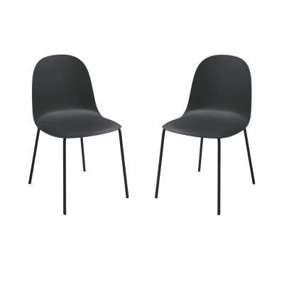 Sedia in polipropilene Nero con gambe in metallo - FOX 2 sedie