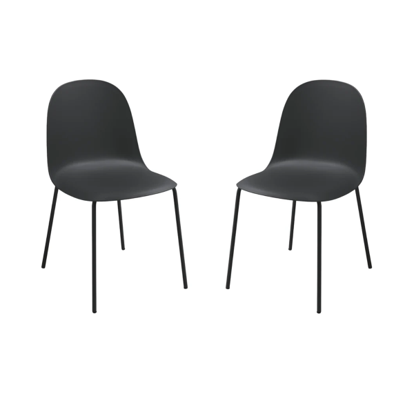 Sedia in polipropilene Nero con gambe in metallo - FOX 2 sedie