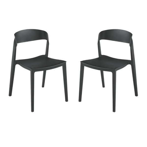 Schwarzer stapelbarer Stuhl aus Polypropylen für drinnen und draußen – GEMMA 2 Stühle