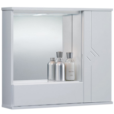 GIOVE 60 glossy white bathroom cabinet with 1 door and LED light