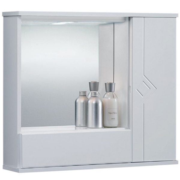 GIOVE 60 glossy white bathroom cabinet with 1 door and LED light