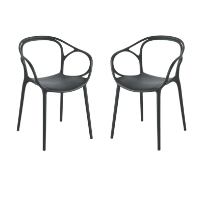 Chaise en polypropylène noir pour intérieur et extérieur - HUG 2 chaises
