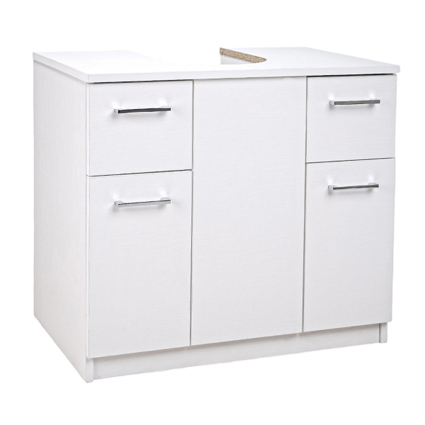 2-door 2-drawer under-sink column cover unit White Ash