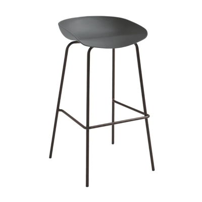 Tabouret en polypropylène Gris Foncé avec structure en métal - AGE 2 pièces
