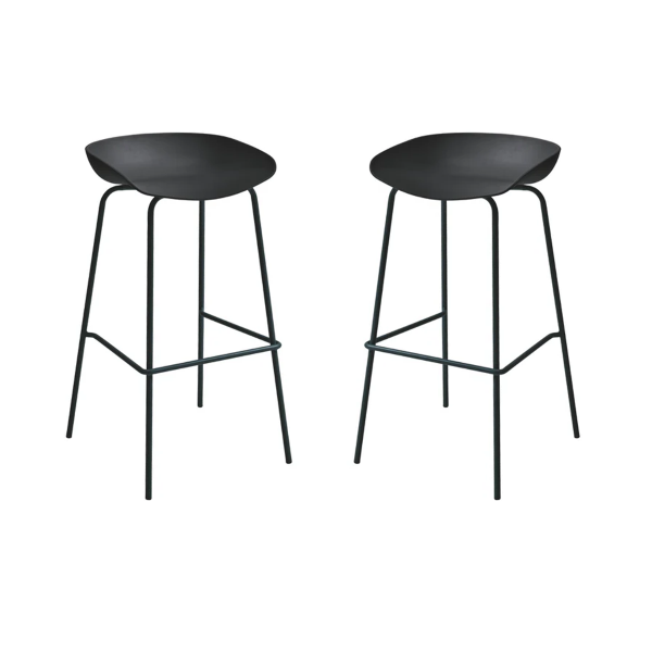 Black polypropylene stool with metal frame - AGE 2 pieces