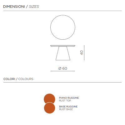 Runder Couchtisch mit Holzplatte und rostfarbenem Metallgestell – TRIADE Medium