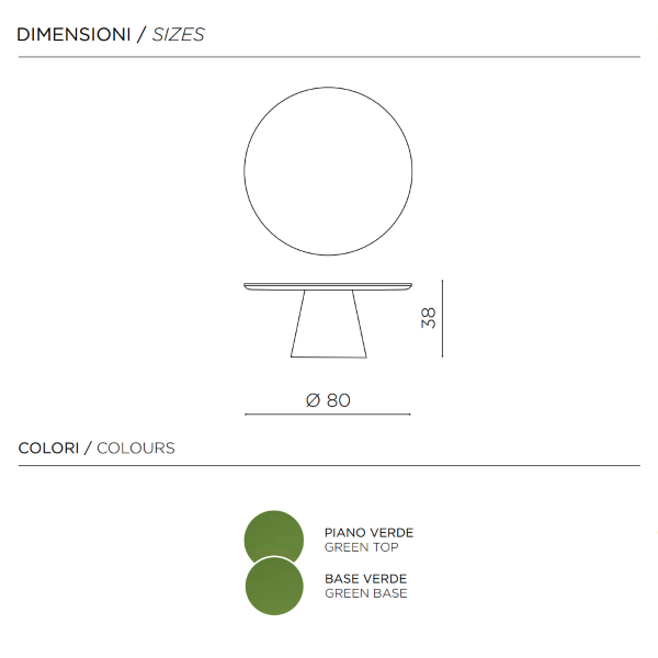 Runder Couchtisch mit Holzplatte und Metallgestell Grün - TRIADE Large