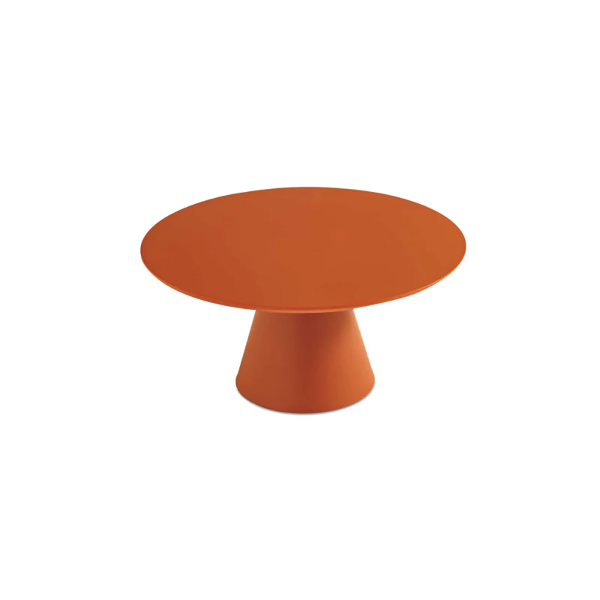 Runder Couchtisch mit Holzplatte und rostfarbenem Metallgestell – TRIADE Large