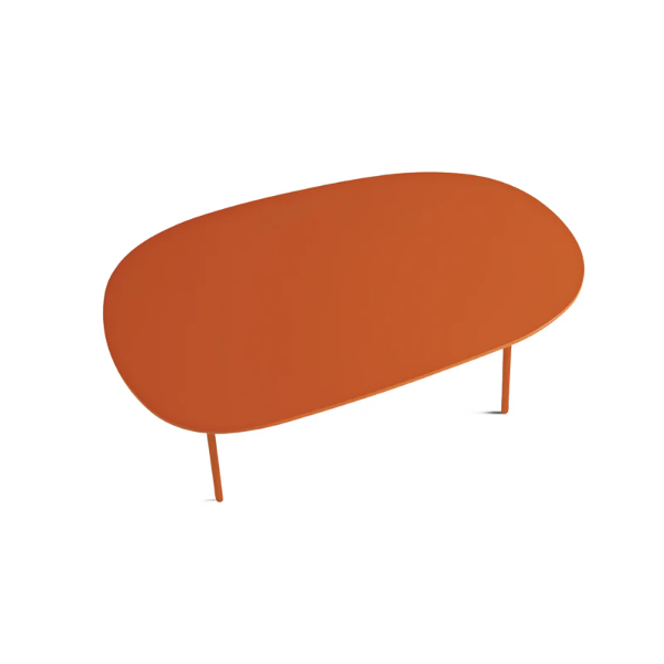 Couchtisch mit geformter Platte aus Rostholz und Metallgestell – FLUX Large